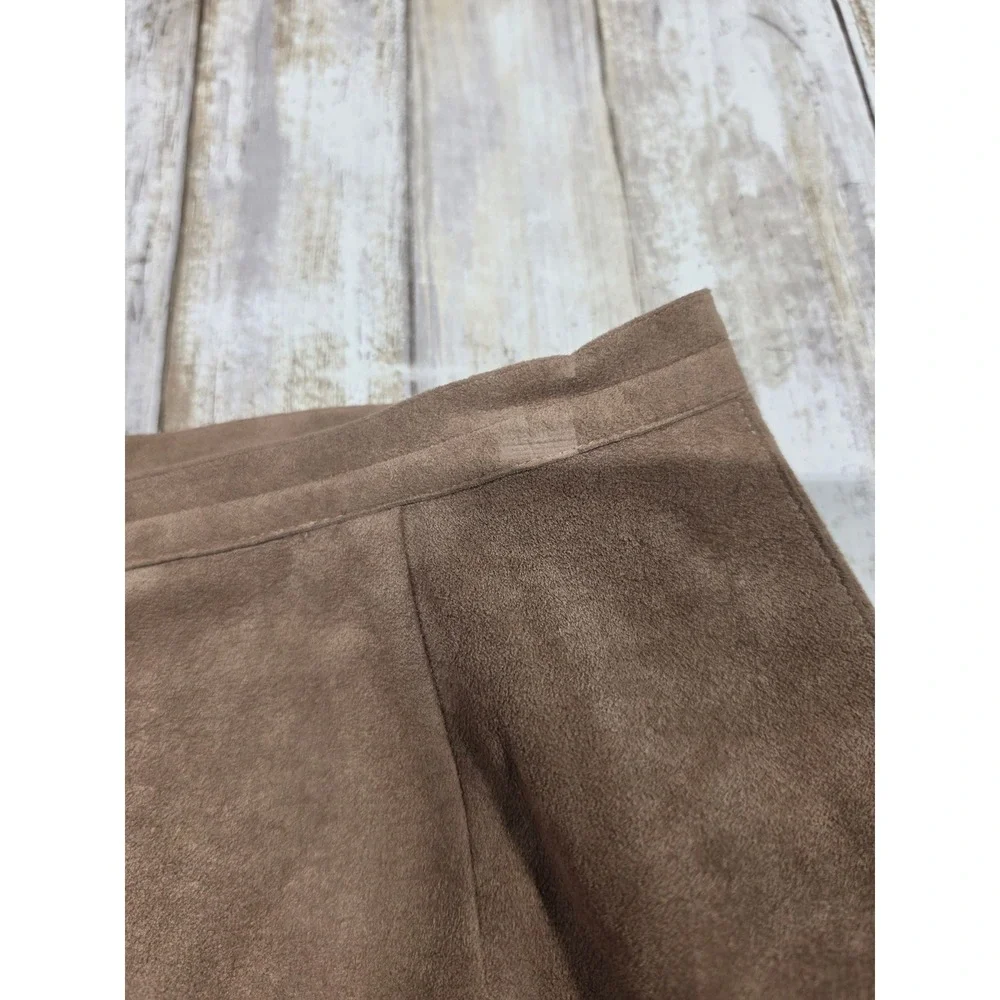 Mollie Parnis Barra of Italy Vintage UltraSuede 3pc Skirt Suit Set Tan Red  READ